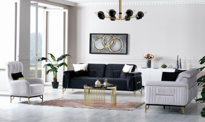 Design Wunnzëmmer Set Sofagarnitur 3+3+1 Wunnzëmmer Miwwelen Garnituren Samt