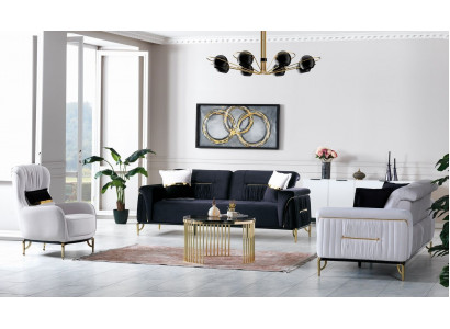 Design Wunnzëmmer Set Sofagarnitur 3+3+1 Wunnzëmmer Miwwelen Garnituren Samt