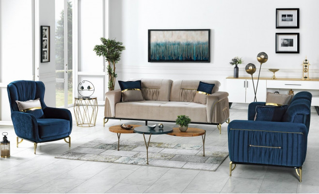 Designer Sofa-Garnitur 3+3+1 Sëtzer Couch Polster Nei Sëtz-Garnitur Set