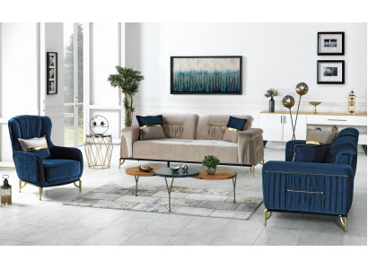 Designer Sofa-Garnitur 3+3+1 Sëtzer Couch Polster Nei Sëtz-Garnitur Set