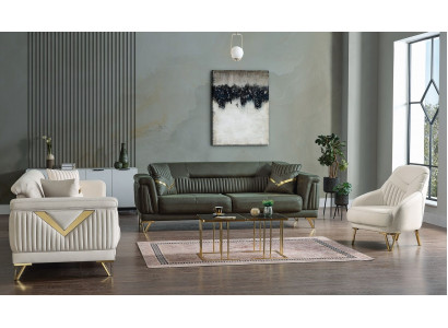 Set Modern Design Wunnzëmmer Sofa Garnitur 3+3+1 Wunnzëmmer Miwwelset