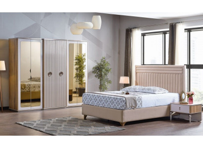 Modern Schlofkummer Set Bett 2x Nuetsdëscher Schaf Nei Luxus