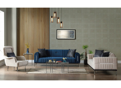 Modern Canapéset 3+3+1 Sëtzer Fotell Textil Sofa 3tl. Set Design Neit