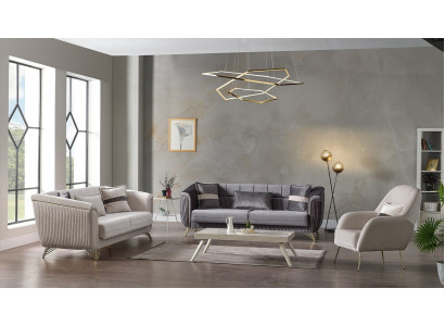 Designer Sofagarnitur 3+3+1 Sëtzer Couch Polster Sëtzgrupp Samt Set Gro