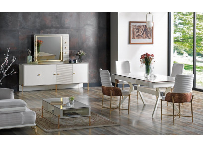 Iesszëmmer Set Garnitur Dësch 6x Still Design Modern Miwwelen Luxus Sideboard