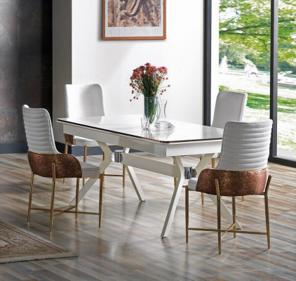 Iesszëmmer Set Garnitur Dësch 6x Still Design Modern Miwwelen Luxus Sideboard