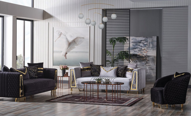 Sofa Garnitur 3+3+1 Sëtz Chesterfield Barock Stil Garnitur Set 3tlg. Sofa Relax