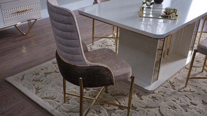 Design Iesszëmmer Komplett Iessdësch + 6x Still + Sideboard Miwwelen Holzdësch Neit