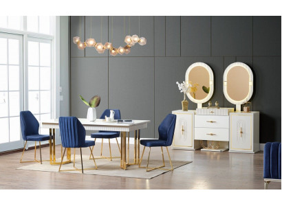 Luxuriéis Iesszëmmer Set Iessdësch + 6x Still + Sideboard Iessgruppen Nei 8 Deeler