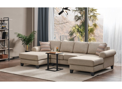 Wunnlandschaft Ecksëtz U-Form Couch Sëtz Polster Canapé Luxus Miwwelen Canape Moderne