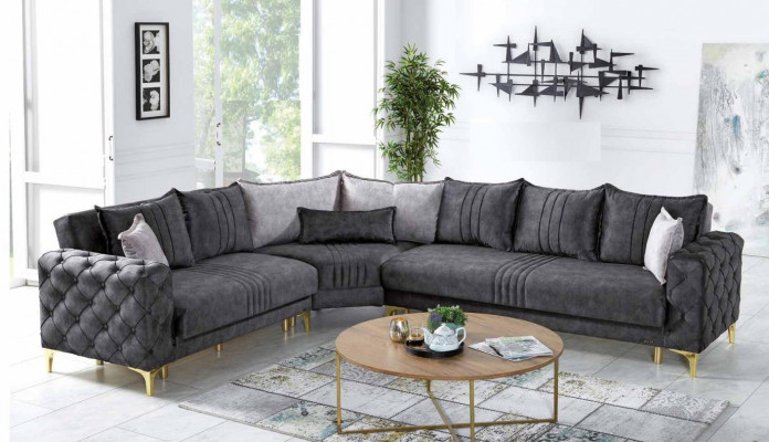 Gro Wunnzëmmer Ecksofa L-Form Modern Chesterfield Nei Luxus Sofa