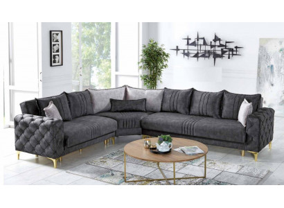 Gro Wunnzëmmer Ecksofa L-Form Modern Chesterfield Nei Luxus Sofa