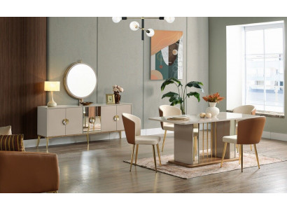 Luxuriéis Iesszëmmer Set Iessdësch + 6x Still + Anrichte Iessgruppen Neit 8 Deeler