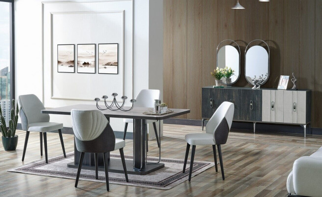 Luxus Iesszëmmer Set Iessdësch 6x Still Buffet Iessgruppen Iessgrupp 8 tlg