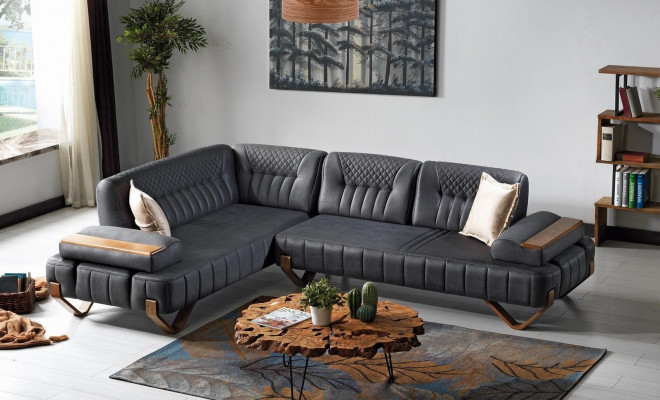Eck-Couch a L-Form Textil Ecksofa Sofa Polster Premium Canapé L-Form Modern Nei