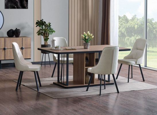 Luxus Iesszëmmer Set Iessdësch 6x Still Anrichte Iessgeschirr Set 8 Stéck