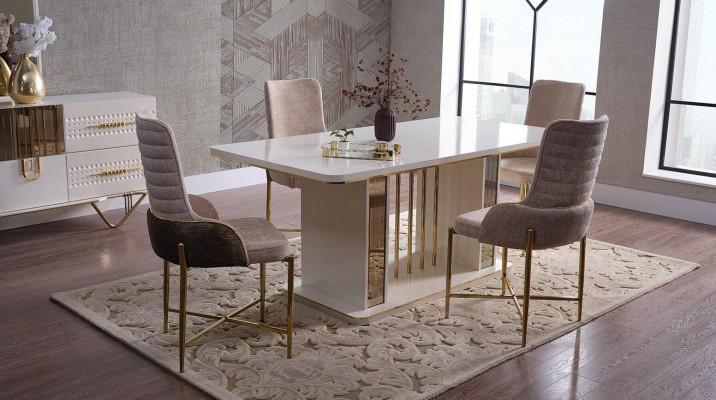 Iesszëmmer Set Luxus 6x Still + Iessdësch Iessgrupp Garnitur Lehnstill Anrichte