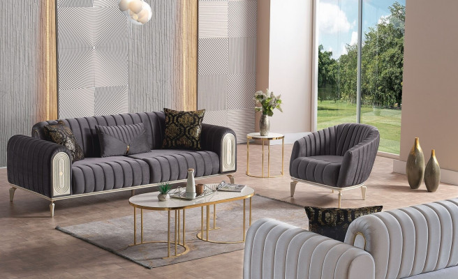 Sofagarnitur 3+1 Sëtzer Fauteuil Garnitur Modern Relax Fauteuil Miwwelen Gro