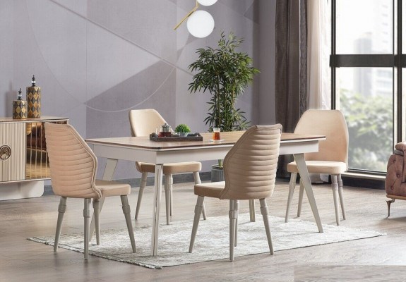 Designer Komplett 6x Still + Iessdësch Set Iesszëmmer Designer Garnitur Set Nei