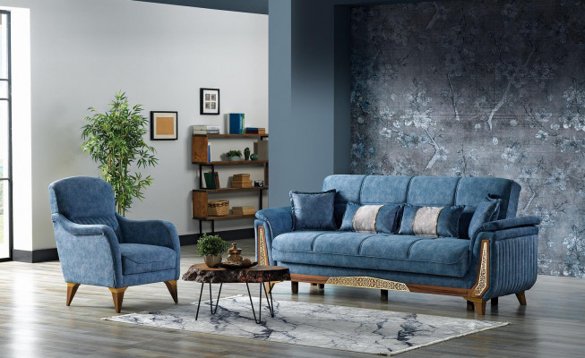 Sofagarnitur 3+1 Sëtzer Sofa Set Komplett Textil Holz Wunnzëmmer Luxus Sofa Nei