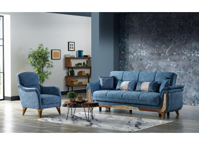 Sofagarnitur 3+1 Sëtzer Sofa Set Komplett Textil Holz Wunnzëmmer Luxus Sofa Nei