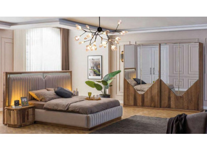 Luxus Schlofkummer Set Bett + 2x Nuetsdësch + Kleederschaf Modern Komplett