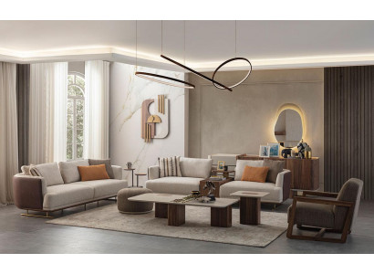 Sofa Garnitur 3+3+1 Sëtzer Modern Relax Sëtz Modern Stil Luxus Wunnzëmmer 3tlg