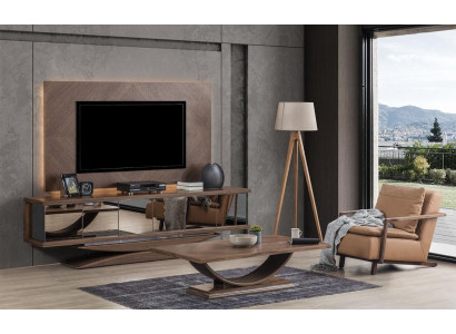 Wunnengswänn Wand Holz Modern Stil Regal Wunnzëmmer Miwwelen Schaf RTV mat TV Kader