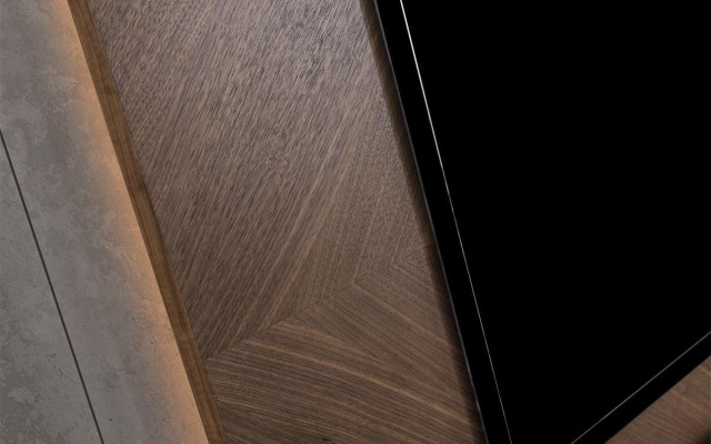 Wunnengswänn Wand Holz Modern Stil Regal Wunnzëmmer Miwwelen Schaf RTV mat TV Kader