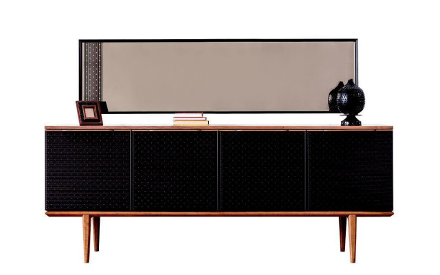 Luxus Anrichte Sideboard mat Spigel Design Modern Kommoden Holz Ariichtung