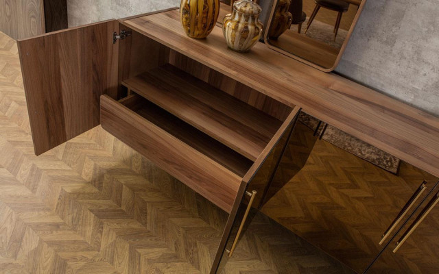 Säitendësch mat 2x Spigel Anrichte Luxus Garnitur Kommode Holz Kommoden Modern