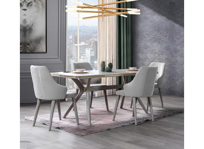 Modernen Iessdësch 6x Still Designer Luxus Iesszëmmer Miwwelen Holz Iessgrupp.