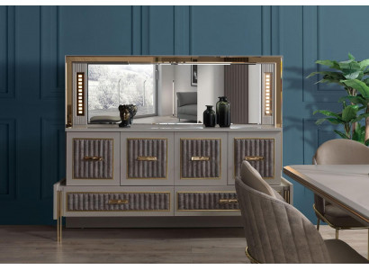 Sideboard Kommode Anrichte Spigel Holz Beige Miwwelen Design Anriichten