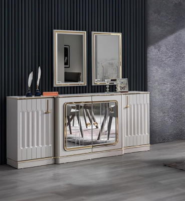 Modern Sideboard mat 2x Spigelen, Designer Luxus Wunnzëmmer Miwwelen Kommode