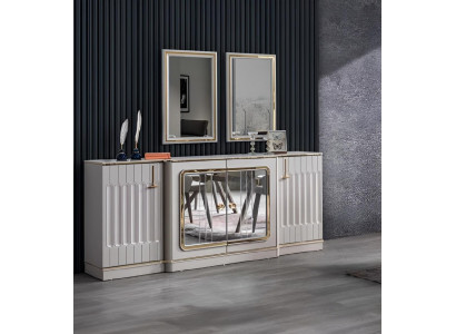 Modern Sideboard mat 2x Spigelen, Designer Luxus Wunnzëmmer Miwwelen Kommode