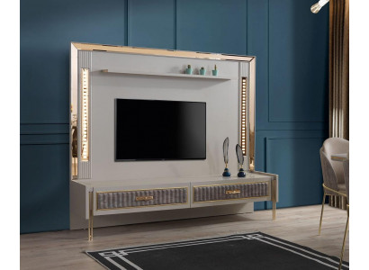 Designer TV Mauer Luxus Miwwelen am Wunnzëmmer Beige Faarf Modern RTv Fernseher Mauer