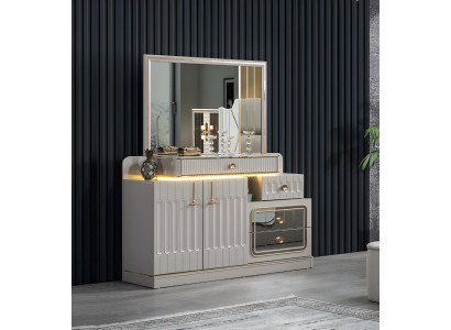 Luxus Kommode mat Spigel Schlofzëmmer Miwwelen Stil wäiss Sideboard Miwwelen