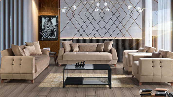 Sofagarnitur 3+2+1+1 Sëtzer Sofa Komplett Set Relax Fotell 4tlg.