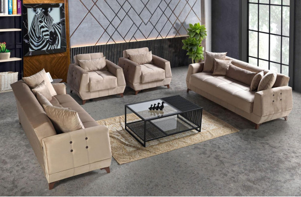Sofagarnitur 3+2+1+1 Sëtzer Sofa Komplett Set Relax Fotell 4tlg.