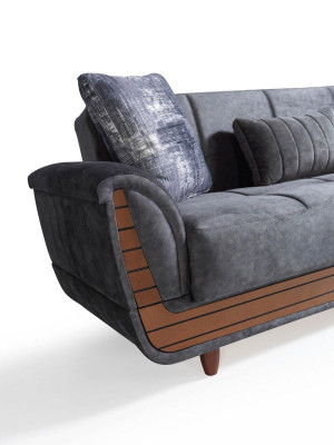 Sofagarnitur 3+2+1+1 Holz Wunnzëmmer Luxus Sofa Modern Stoff Komplett Modern