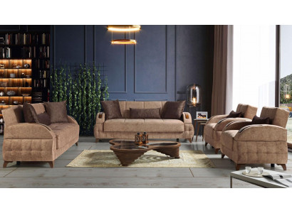 Designer Sofagarnitur 3+2+1+1 Sëtz Couch Polster Sëtzpolster Braun Set