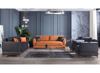 Sofasett 3+2+1+1 Holz Wunnzëmmer Luxus Sofa Modern Stoff Komplett