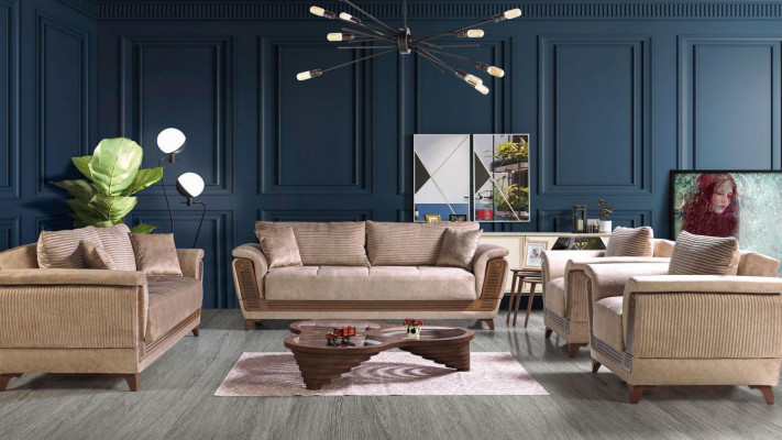 Sofagarnitur 3+2+1+1 Sëtzer Textil Modern Komplett Fauteuil Sofa 3 Sëtzer Luxus Nei