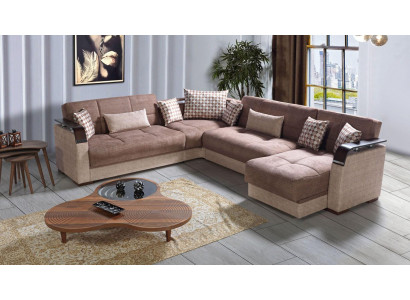 Ecksofa Wunnlandschaft Braun L-Form Sofa Wunnzëmmer Ecksofa Luxus Eckgarnitur