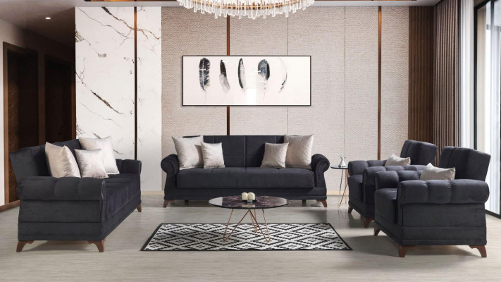 Couchganitur 3+2+1+1 Sëtzer Textil Modern Komplett 2x Fauteuil Sofa 3 Sëtzer Luxus