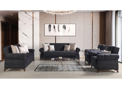 Couchganitur 3+2+1+1 Sëtzer Textil Modern Komplett 2x Fauteuil Sofa 3 Sëtzer Luxus