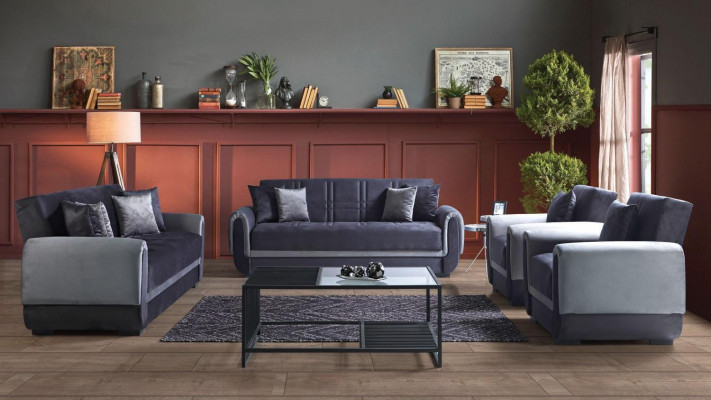Sofagarnitur 3+2+1+1 Sëtzer Textil Modern Komplett Fauteuil Sofa 3 Sëtzer Luxus 3