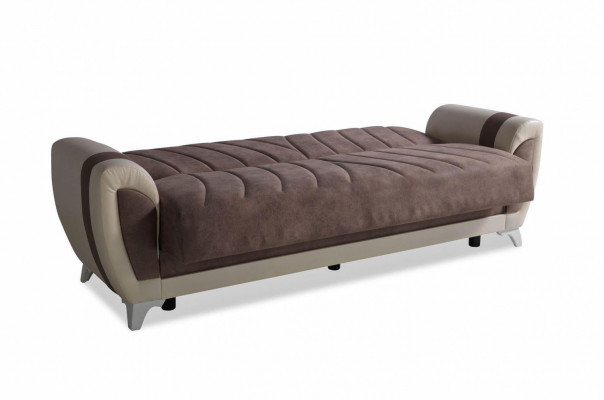 Schloofcouch Sofagarnitur 3+2+1+1 Sëtzer Textil Sofa Fauteuil Komplett Set Braun