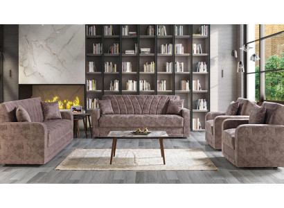 Canapé-Set 3211 Holz Wunnzëmmer Luxus Canapé Stoff Komplett Canapéë Miwwelen