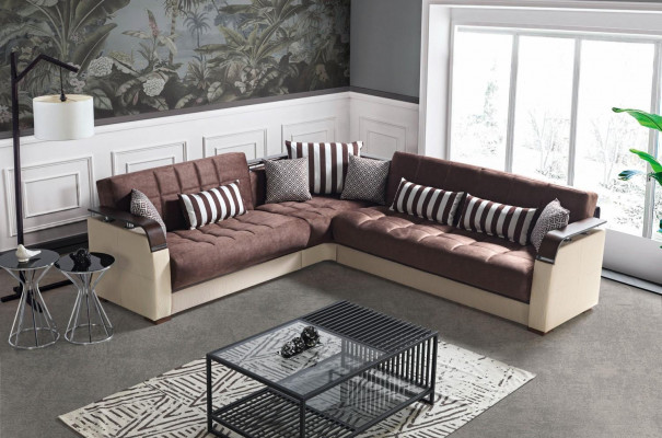 Eckcanapé Wunnlandschaft Beige L-Form Canapé Wunnzëmmer Eckcanapé Luxus 315 x 245